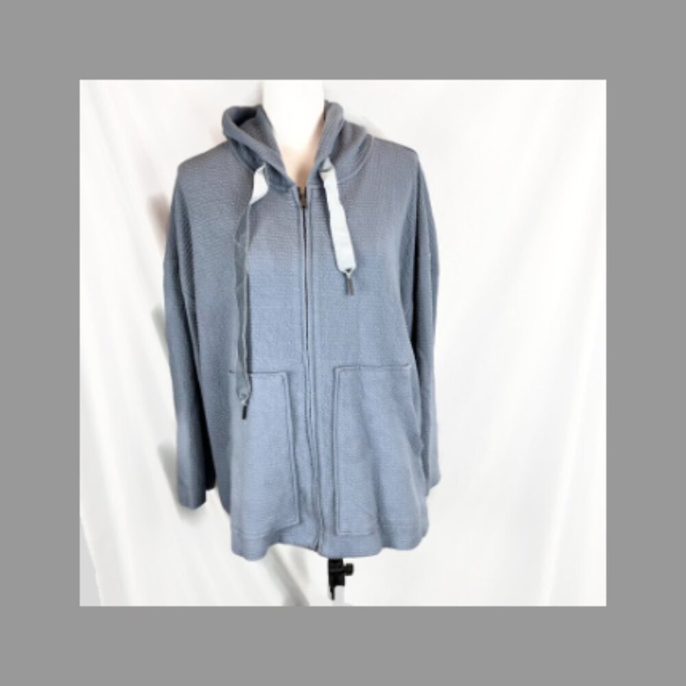 DG2 Diane Gilman Full Zip Sweatshirt Large Blue Hooded Hoodie Pockets HSN